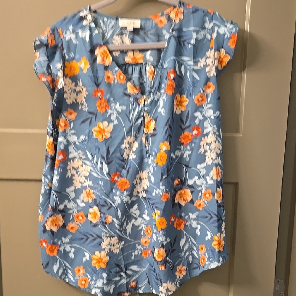 Floral Blue Blouse